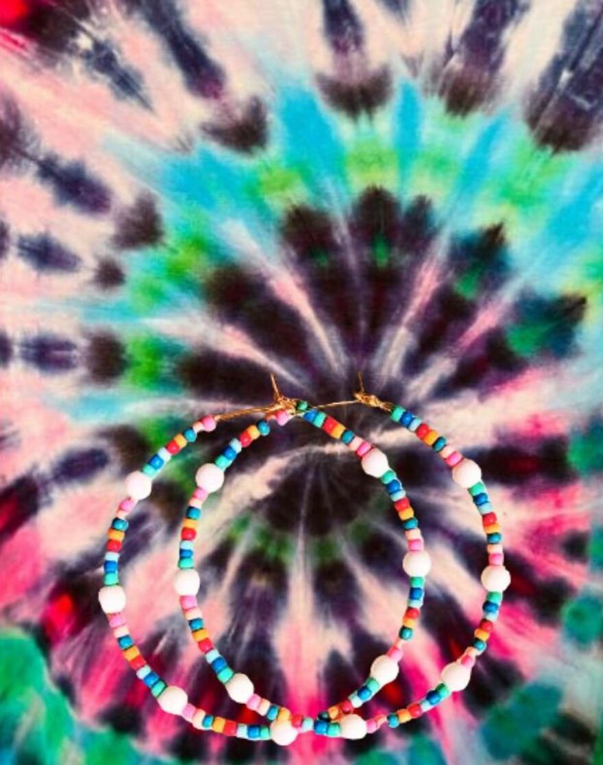 My Handmade Earrings Art On A Collection Of Colorful Tie-Dye Fabrics (25 Pics)