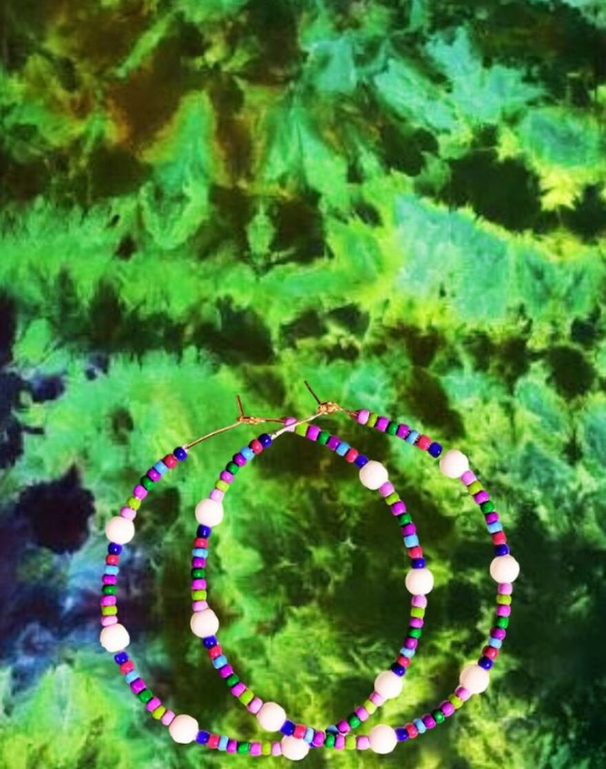 My Handmade Earrings Art On A Collection Of Colorful Tie-Dye Fabrics (25 Pics)