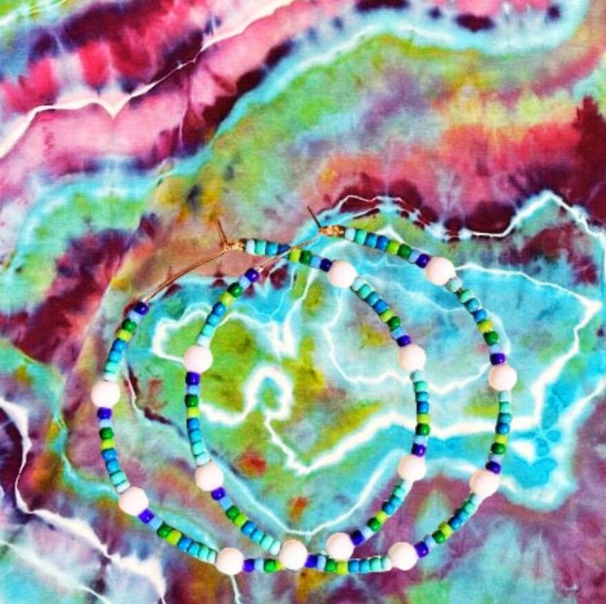 My Handmade Earrings Art On A Collection Of Colorful Tie-Dye Fabrics (25 Pics)