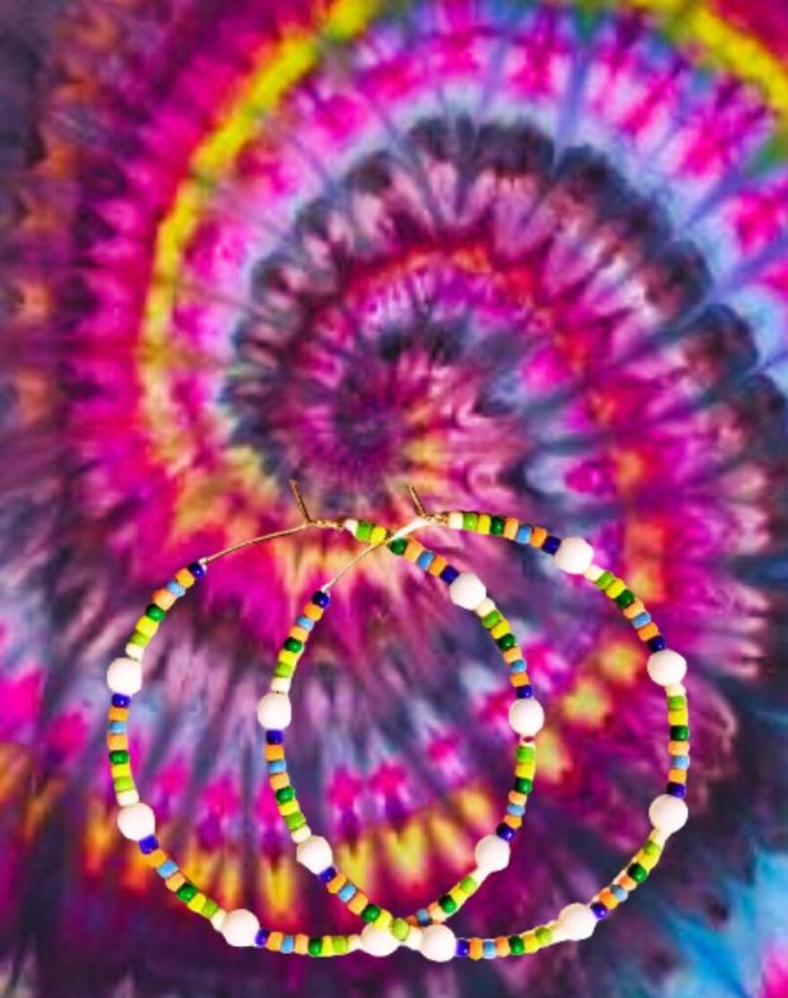 My Handmade Earrings Art On A Collection Of Colorful Tie-Dye Fabrics (25 Pics)