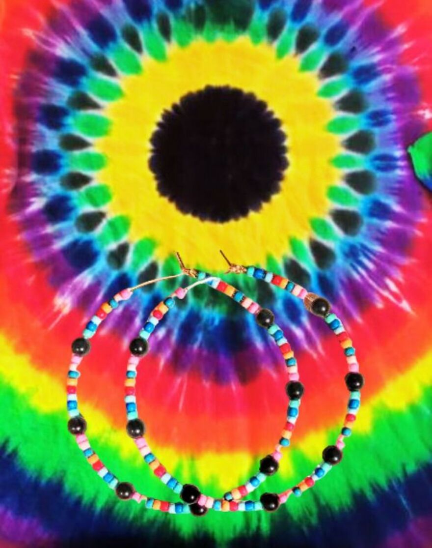 My Handmade Earrings Art On A Collection Of Colorful Tie-Dye Fabrics (25 Pics)