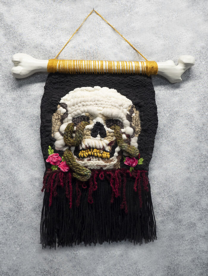 I Am A Beginner Weaver And Here's The "Death" Tapestry I Made