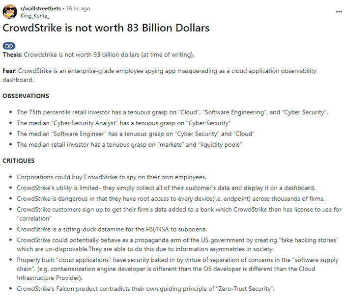Internet Stunned By Redditor Who Predicted CrowdStrike Outage Hours Before Global IT Failure Internet Stunned By Redditor Who Predicted CrowdStrike Outage Hours Before Global IT Failure