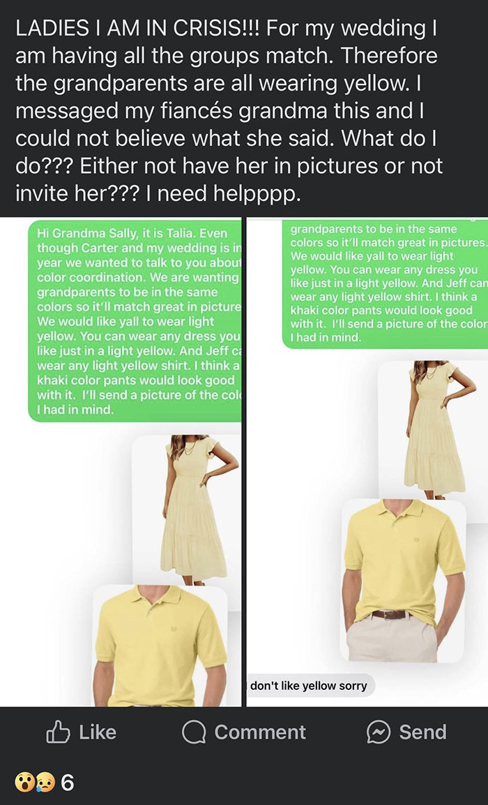 &ldquo;Don&rsquo;t Like Yellow, Sorry&rdquo;: Grandma Pushes Bridezilla Past Her Limit By Refusing Dress Code