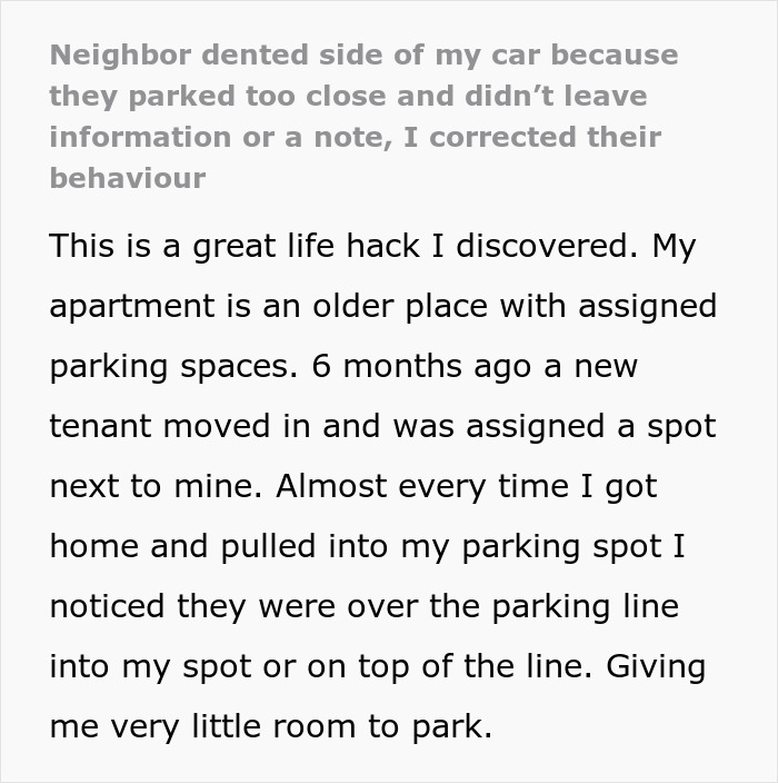 Person Gets Revenge On Neighbor, Makes Sure They Never Park Outside The Lines Again Person Gets Revenge On Neighbor, Makes Sure They Never Park Outside The Lines Again