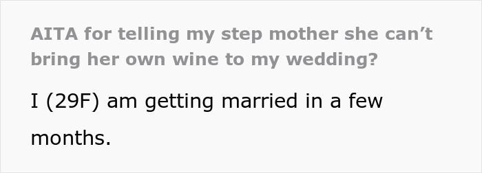 Stepmom Wants To Bring A Cooler Full Of Expensive Wine To Daughter’s Wedding, Bride Feels Insulted Stepmom Wants To Bring A Cooler Full Of Expensive Wine To Daughter’s Wedding, Bride Feels Insulted