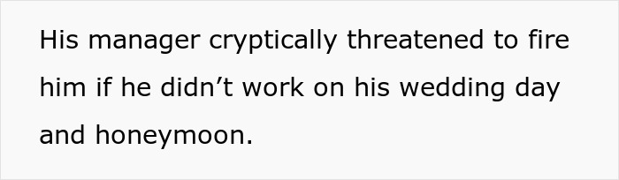 &ldquo;Set The Example&rdquo;: Manager Ordered To Work On His Wedding Day And Honeymoon