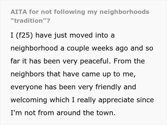 &ldquo;She&rsquo;s Crazy&rdquo;: Newcomer Doesn&rsquo;t Want To Join Neighborhood Tradition, Karen Doesn&rsquo;t Take No For An Answer