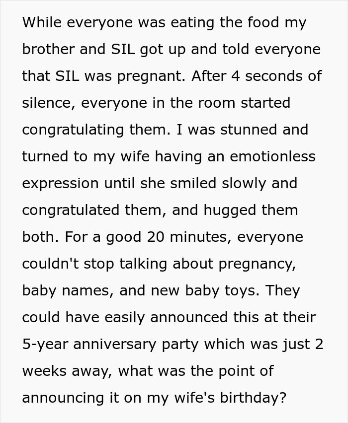 "AITA For Asking All The Guests To Leave After My Brother And SIL's Pregnancy Announcement?"