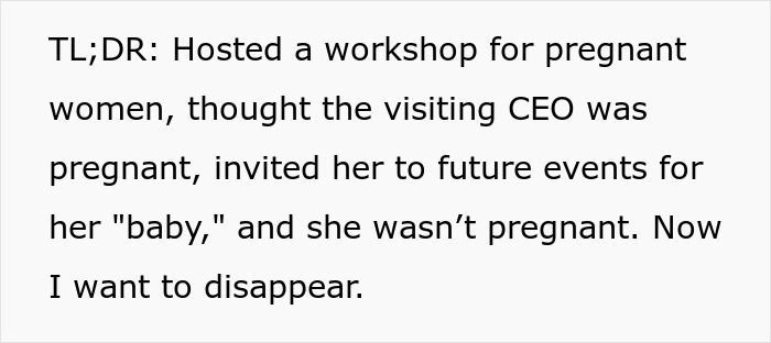 Pregnancy Workshop Host’s Assumption Leaves Her And CEO In Uncomfortable Silence Pregnancy Workshop Host’s Assumption Leaves Her And CEO In Uncomfortable Silence