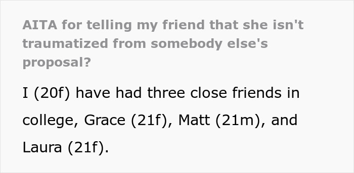 Woman Claims She&rsquo;s &lsquo;Traumatized&rsquo; From Someone Else&rsquo;s Proposal, Friend Calls Her Dramatic