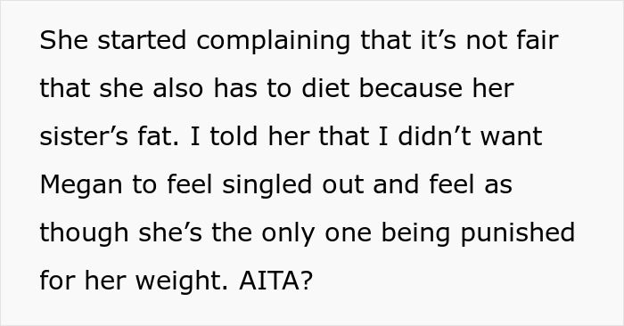 Parent Denies Punishing Their Skinny Twin After She Discovers True Motive Behind Family's Diet Shift Parent Denies Punishing Their Skinny Twin After She Discovers True Motive Behind Family's Diet Shift