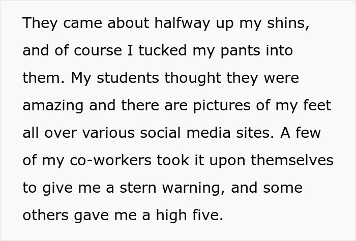 Teacher Banned From Wearing Sneakers Due To Dress Code, Responds With Goth Platform Boots Teacher Banned From Wearing Sneakers Due To Dress Code, Responds With Goth Platform Boots