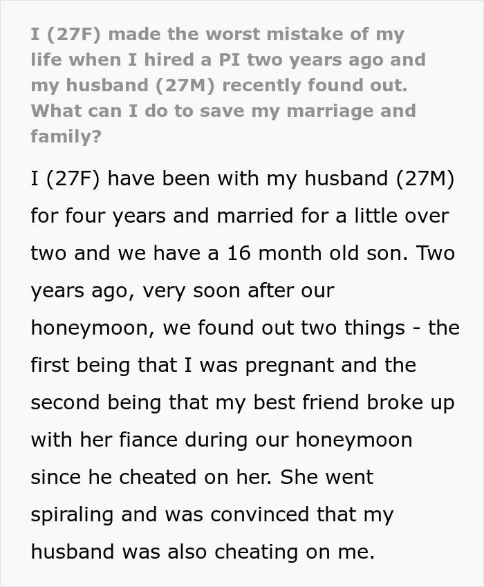 Friend Falsely Convinces Woman Her Husband Is Cheating, She Hires A PI And Lives To Regret It