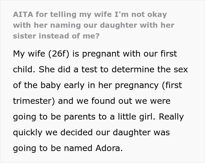 Man Sparks Family Feud By Rejecting SIL's Timeless Baby Name Idea For His Own Daughter