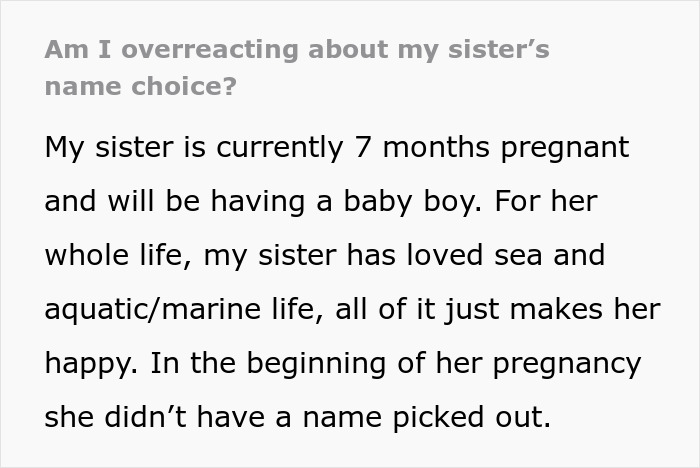 “I Thought She Was Joking”: Woman Begs Sister To Rethink The Name She Chose For Her Son “I Thought She Was Joking”: Woman Begs Sister To Rethink The Name She Chose For Her Son