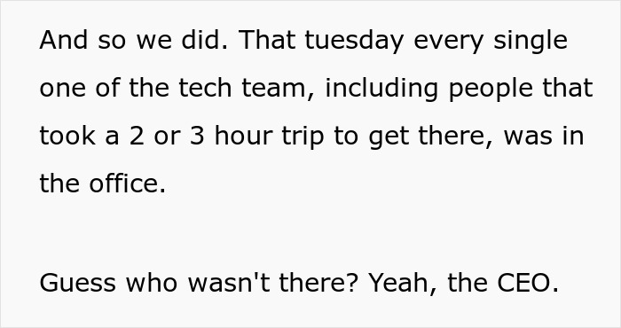 &ldquo;Lead By Example&rdquo;: CEO Forced To Backtrack His Return-To-Office Policy After Malicious Compliance