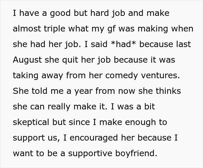 Aspiring Comedian Gets Harsh Truth From BF Who Bears All Expenses After She Quit Her 9-5 Job
