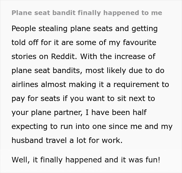 &ldquo;Plane Seat Bandit Finally Happened To Me&rdquo;: Woman Hilariously Deals With Entitled Seat Thief