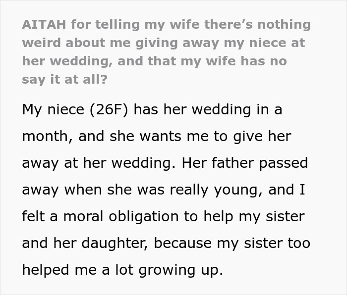 Bride-To-Be Asks Uncle To Walk Her Down The Aisle, Which Leaves His Wife Creeped Out