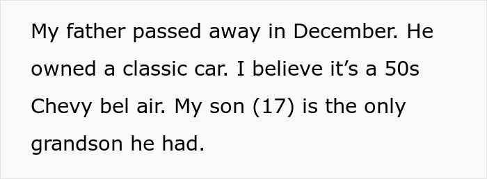 Mom Forces Son To Sell A Car He Inherited From Grandpa To Share With Family, Gets A Reality Check Mom Forces Son To Sell A Car He Inherited From Grandpa To Share With Family, Gets A Reality Check