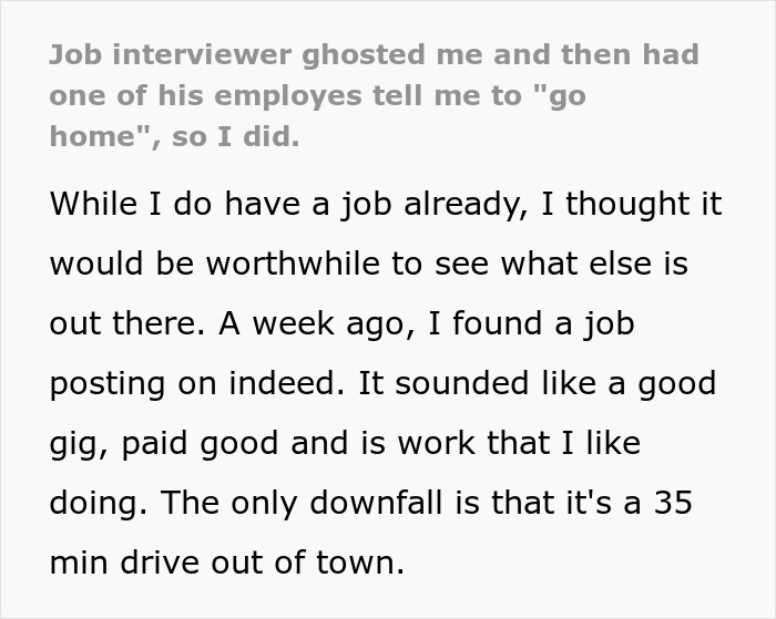 Person Drives 35 Minutes To A Job Interview Only To Get Ghosted, Leaves Boss A Surprise He Didn&rsquo;t See Coming