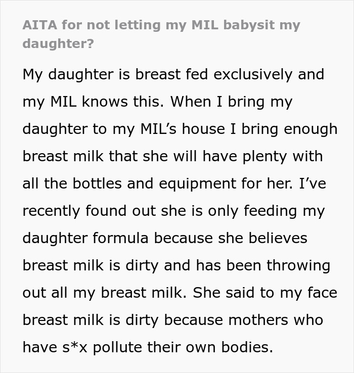 &ldquo;AITA For Not Letting My MIL Babysit My Daughter?&rdquo;