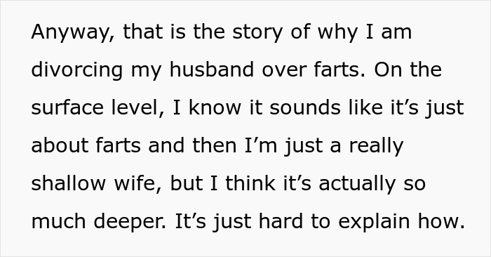 Husband Loves Making Himself As Flatulent As Possible, Ends Up A Divorcee After Wife Snaps Husband Loves Making Himself As Flatulent As Possible, Ends Up A Divorcee After Wife Snaps