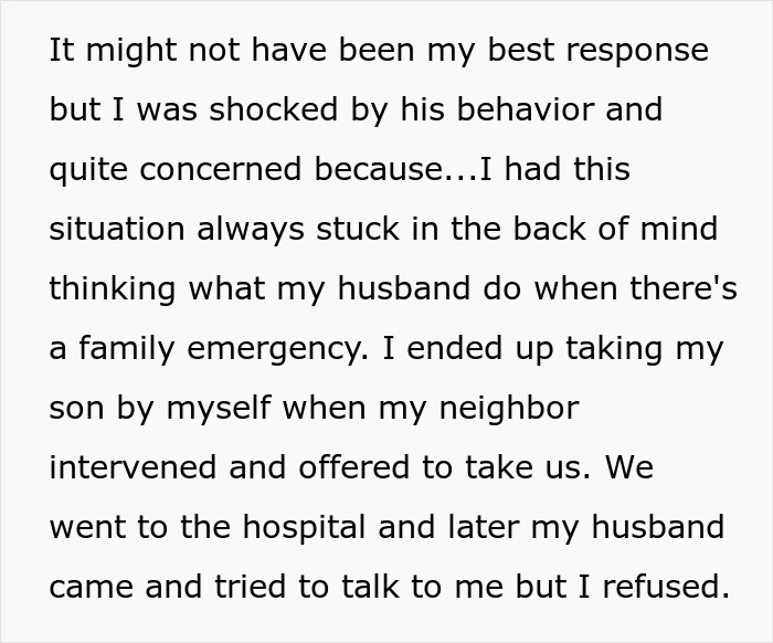 "AITA For Divorcing My Husband Because He Spent 10 Minutes In The Car During A Family Emergency?" "AITA For Divorcing My Husband Because He Spent 10 Minutes In The Car During A Family Emergency?"