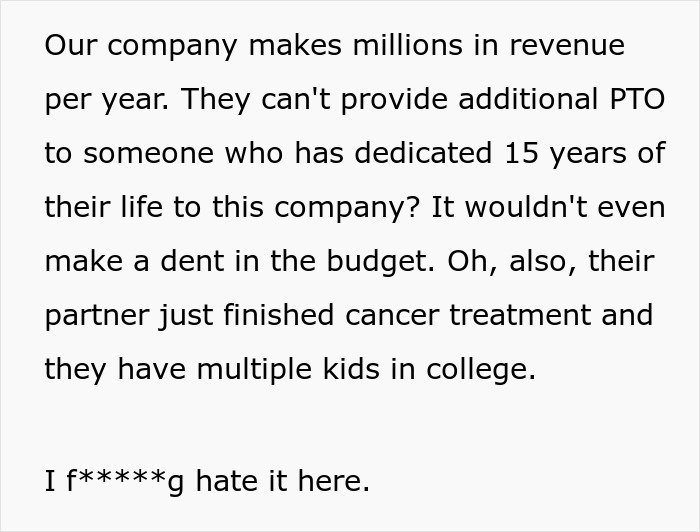 &ldquo;It Finally Happened&rdquo;: Woman Is Furious After Boss Expects Her To &ldquo;Donate&rdquo; PTO To A Coworker