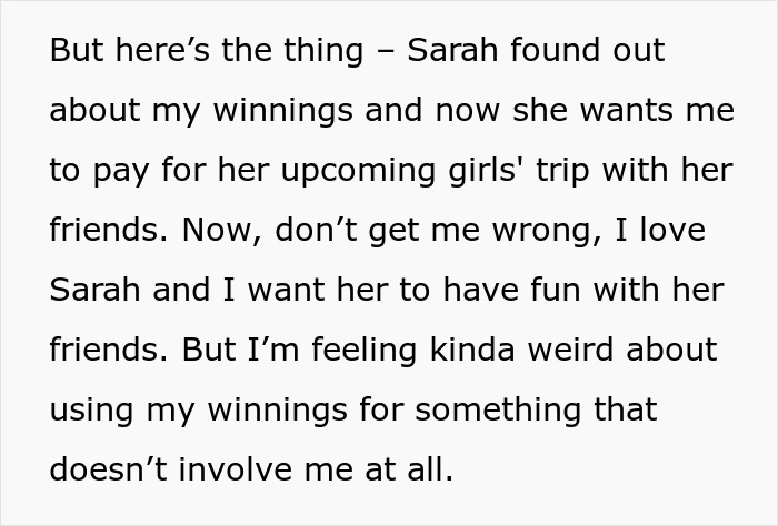 Man Is Called A Jerk For Not Wanting To Spend His Bet Winnings On A Trip That Doesn&rsquo;t Involve Him