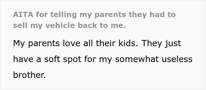 Parents Try To Help "Useless" Son At Their Expense, Brother Refuses To Be A Part Of It Parents Try To Help "Useless" Son At Their Expense, Brother Refuses To Be A Part Of It