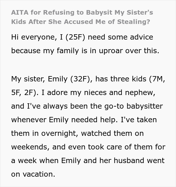 Woman Threatens To Call The Police On &lsquo;Thief&rsquo; Sister, Then Begs Her To Babysit
