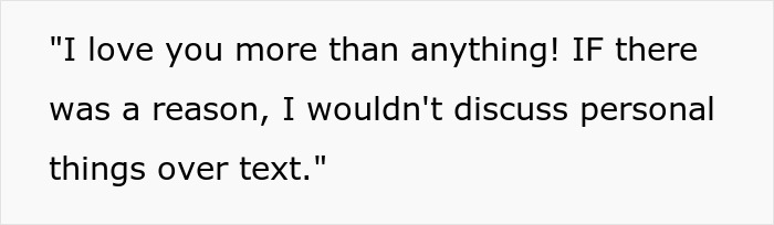 Text message discussing personal matters, highlighting boundaries after a woman's tattoo shocks her parents.
Text message discussing personal matters, highlighting boundaries after a woman's tattoo shocks her parents.