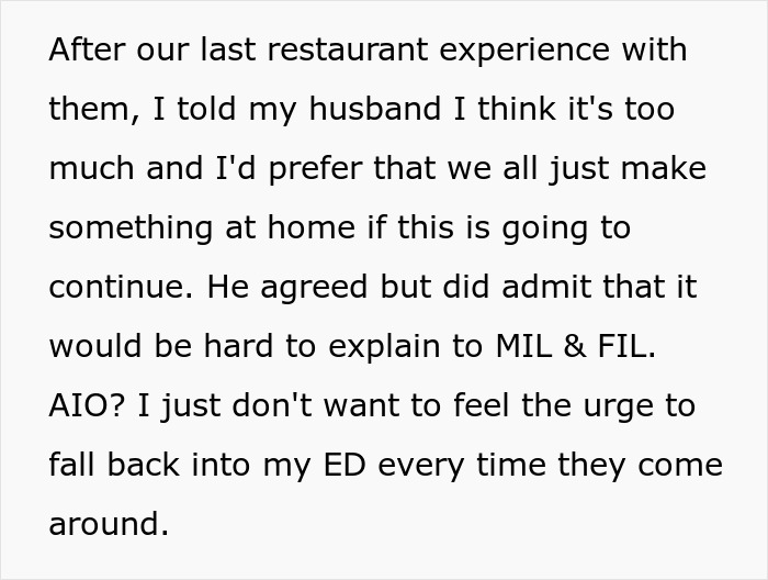 MIL&rsquo;s Fat Shaming Costs Her Dining Privileges With Son And Daughter-In-Law Due To Her Behavior