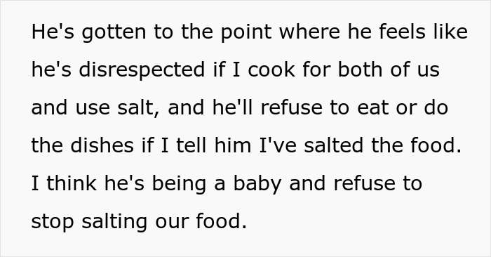 Woman Refuses To Cut Salt From Meals Completely Because Of BF&rsquo;s Blood Pressure, He Turns &ldquo;Salty&rdquo;