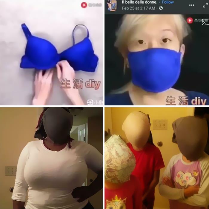 Trying To Fashion A Face Mask Out Of A Brassiere