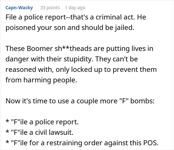 Dad Beyond Livid After Boomer Poisons His Son Trying To Prove His Delusional Point Dad Beyond Livid After Boomer Poisons His Son Trying To Prove His Delusional Point
