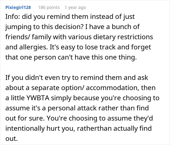 Allergic Person Receives Menu For Upcoming In-Law Dinner Party, Takes It As An Insult