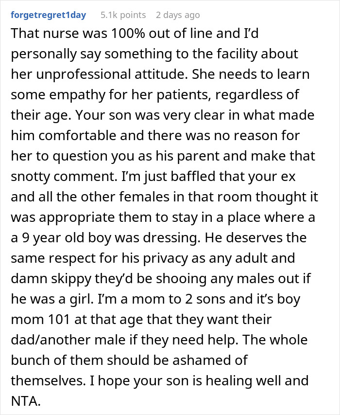 Man Tells Everyone To Leave So 9YO Son Could Dress Up, Gets Called Out By Nurse And Ex-Wife Man Tells Everyone To Leave So 9YO Son Could Dress Up, Gets Called Out By Nurse And Ex-Wife