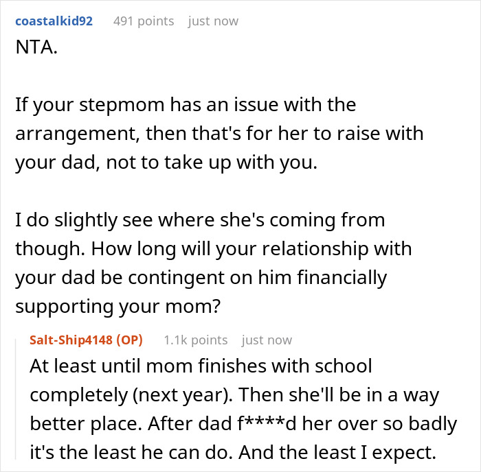 "[Am I The Jerk] For Shrugging When My Dad's Wife Told Me They Need All Of Dad's Money Right Now?"