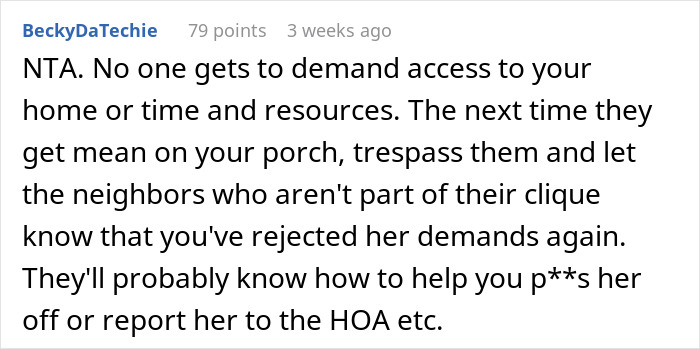 &ldquo;She&rsquo;s Crazy&rdquo;: Newcomer Doesn&rsquo;t Want To Join Neighborhood Tradition, Karen Doesn&rsquo;t Take No For An Answer