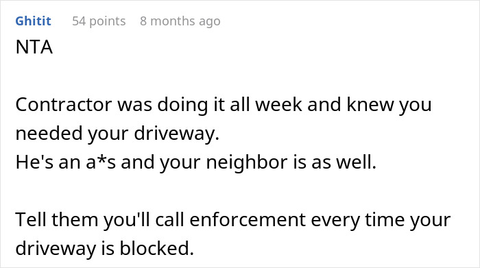 Entitled Contractor Blocks Neighbor&rsquo;s Driveway, Then Demands He Cover The Parking Fine