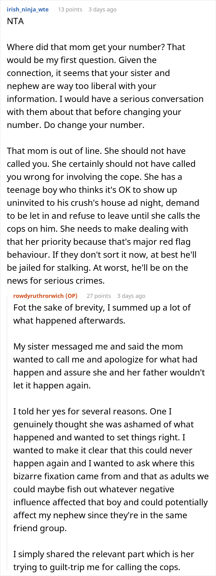 &ldquo;Am I The Jerk For Calling Cops On A Teenager Who Tracked Down My House And Demanded I Let Him in?&rdquo;