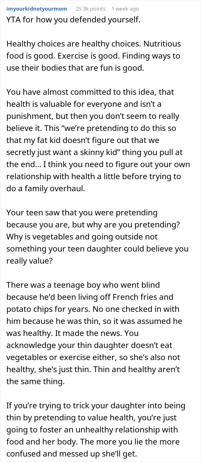 Parent Denies Punishing Their Skinny Twin After She Discovers True Motive Behind Family's Diet Shift Parent Denies Punishing Their Skinny Twin After She Discovers True Motive Behind Family's Diet Shift