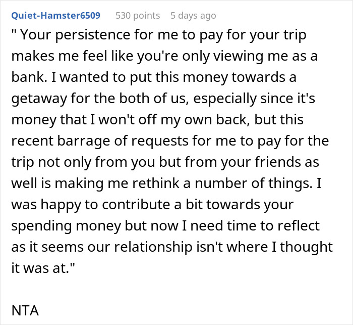 Man Is Called A Jerk For Not Wanting To Spend His Bet Winnings On A Trip That Doesn&rsquo;t Involve Him