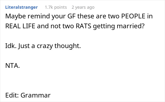 Woman Won't Change Her Mind About Wearing "I Support Gay Rats" Dress To Wedding, Ends Up Single Woman Won't Change Her Mind About Wearing "I Support Gay Rats" Dress To Wedding, Ends Up Single