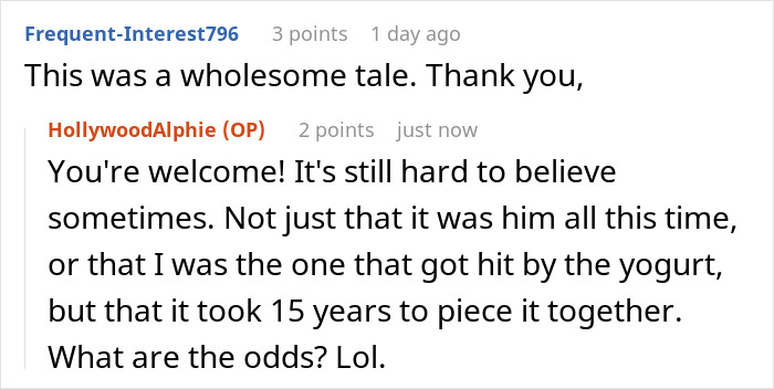 18 Years After Anonymous Yogurt Pelting, Woman Finds Out Who It Was And Gets Sweet Revenge 18 Years After Anonymous Yogurt Pelting, Woman Finds Out Who It Was And Gets Sweet Revenge