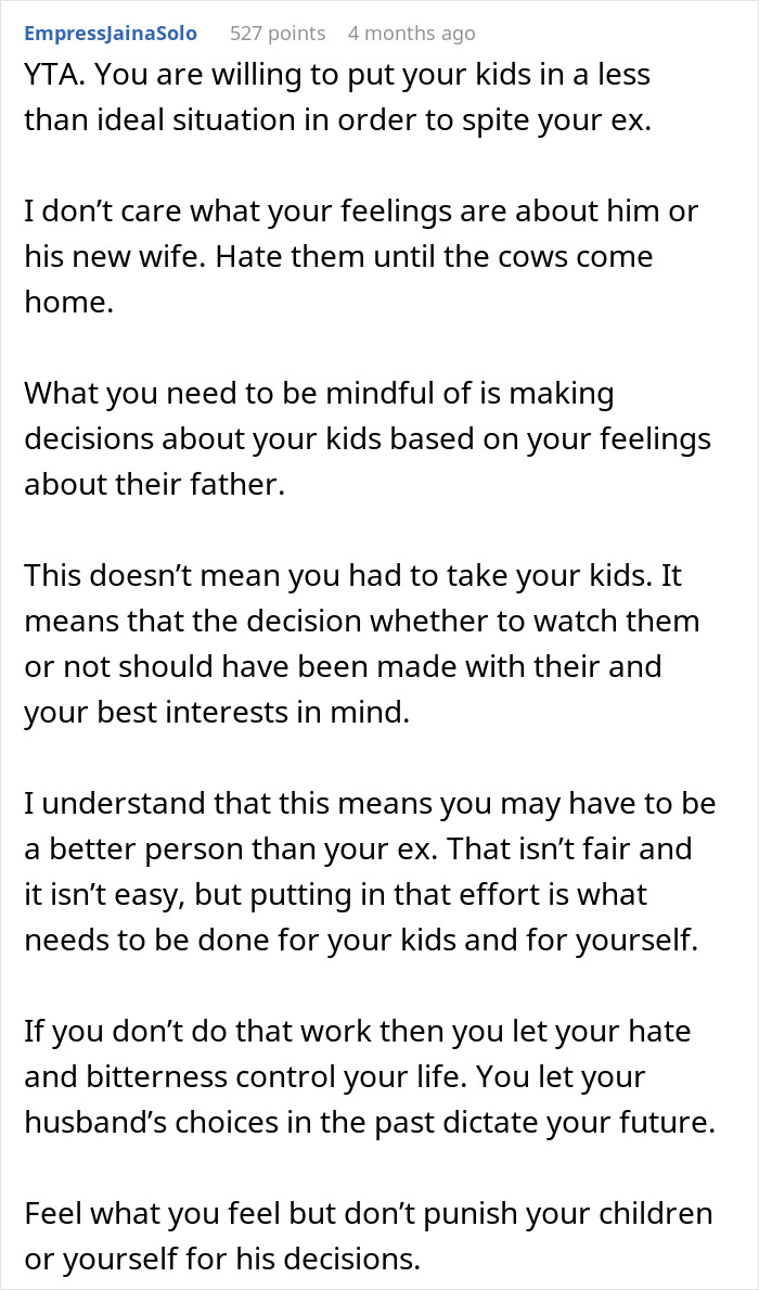 Mom Refuses To Take Her Kids During Ex&rsquo;s Week Because Of His Wife&rsquo;s Emergency, Gets A Reality Check