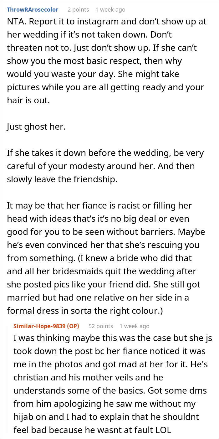 Muslim Friend Is Terrified After Bride Posts Pic Of Her Without Her Hijab, Refuses To Delete It Muslim Friend Is Terrified After Bride Posts Pic Of Her Without Her Hijab, Refuses To Delete It